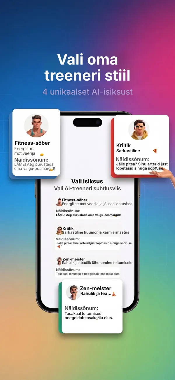 Treeneri isiksuse valimine Kaloria rakenduses