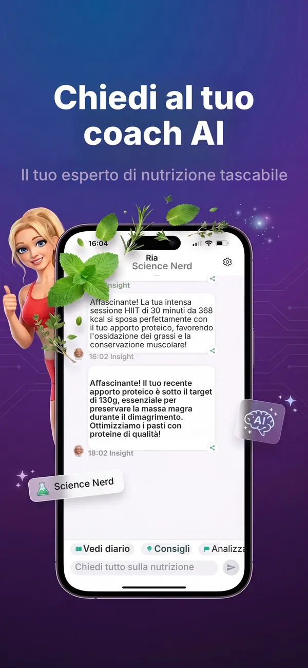Chat con la coach IA Ria in Kaloria
