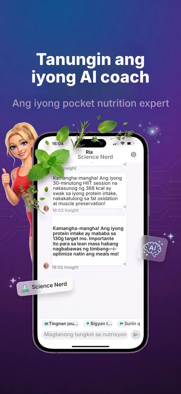 Pakikipag-chat sa AI coach na si Ria sa Kaloria
